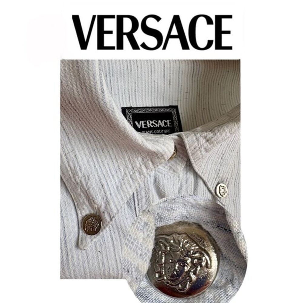 Vintage Versace Oxford Button Down Shirt Reworked Designer - Picture 2 of 10